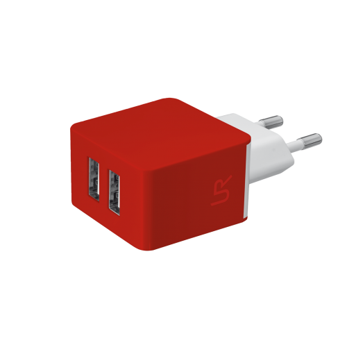 Зарядное устройство Trust USB (2 x 5Вт) - red