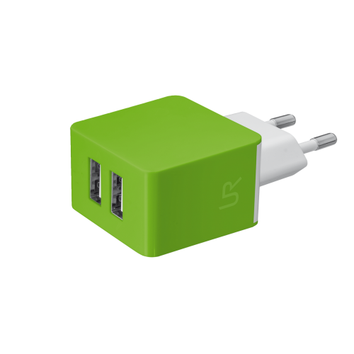 Зарядное устройство Trust USB (2 x 5Вт) - lime green