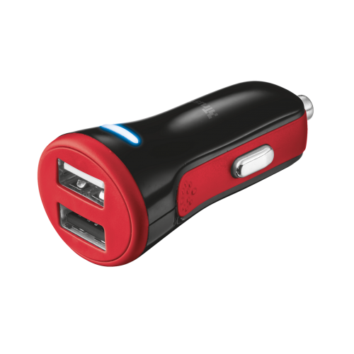 Автомобильное зарядное устройство TRUST ( 2USB x 20W) - red